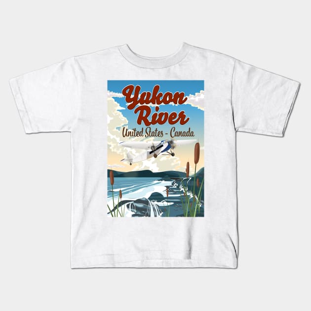 Yukon River United States Canada travel poster Kids T-Shirt by nickemporium1